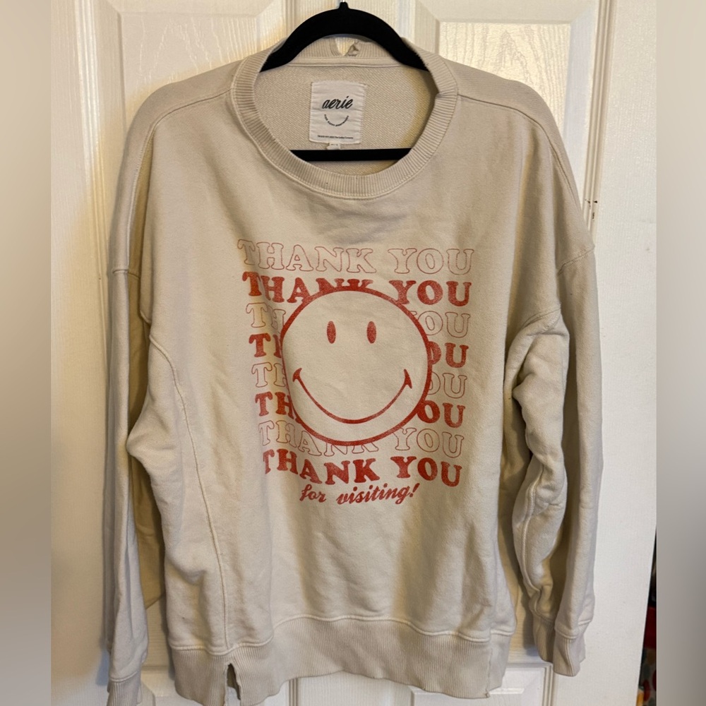 AERIE GRAPHIC CREWNECK SWEATSHIRT SIZE M